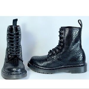 Doc Martens- Black Snake Pattern Leather Boots